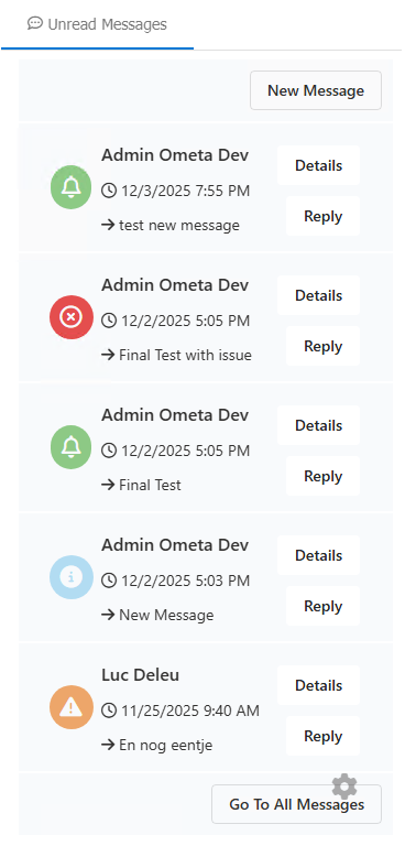 Messages | Ometa Solutions Documentation
